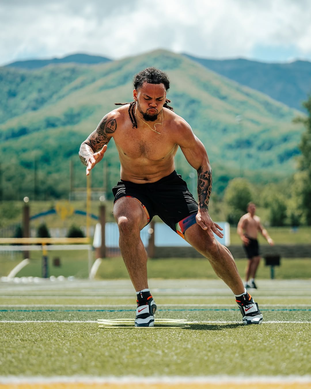 Athlete training with Smoky Mountains