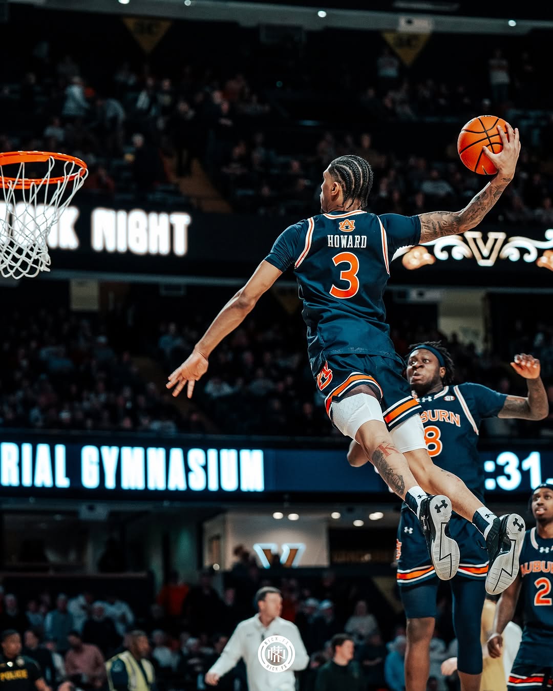 Auburn Howard dunk at Vanderbilt Memorial Gymnasium